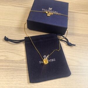 Swarovski Gold Necklace with Citrine Crystal